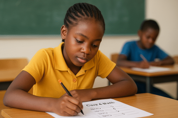 Students using visual models, problem-solving tools, and real-world examples in a classroom applying the core 4 math framework