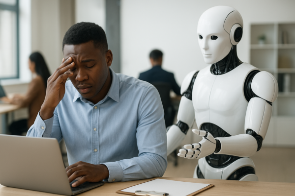 Artificial intelligence transforming the future of work by automating routine jobs and reshaping employment by 2030.