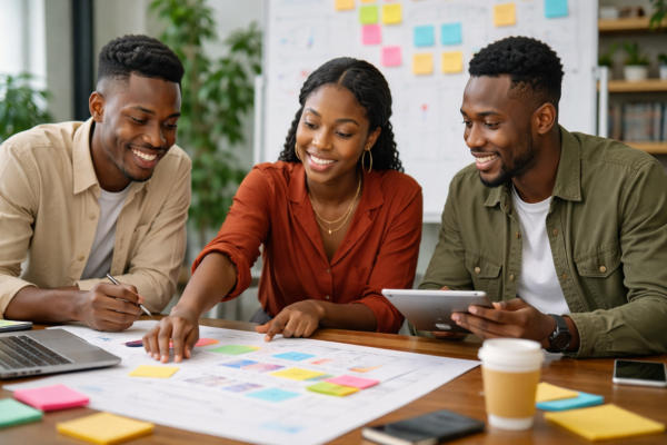 Entrepreneur writing business notes with the phrase "5 C's of Entrepreneurship