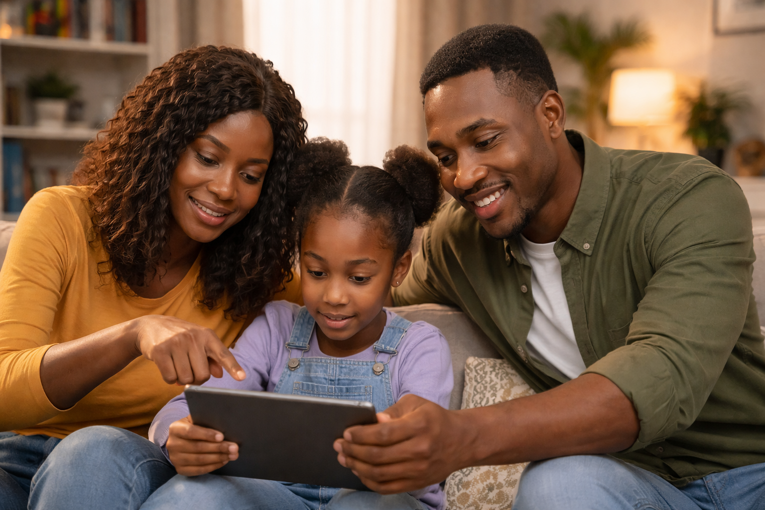 Parent and child co-viewing a movie — parental guidance in practice.
