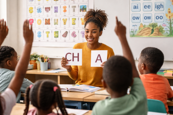 Chart showing the 42 phonemes in English with consonant and vowel sounds used in phonics and early reading instruction.
