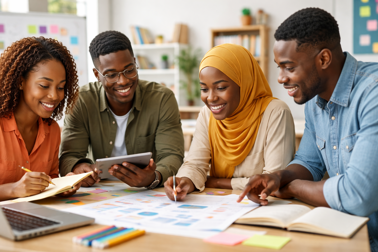 Illustration showing the 4 C’s of curriculum development—communication, collaboration, critical thinking, and creativity—in modern education.