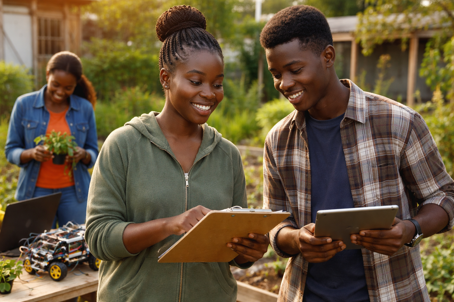 Students developing life skills through collaboration and problem-solving in a modern learning environment