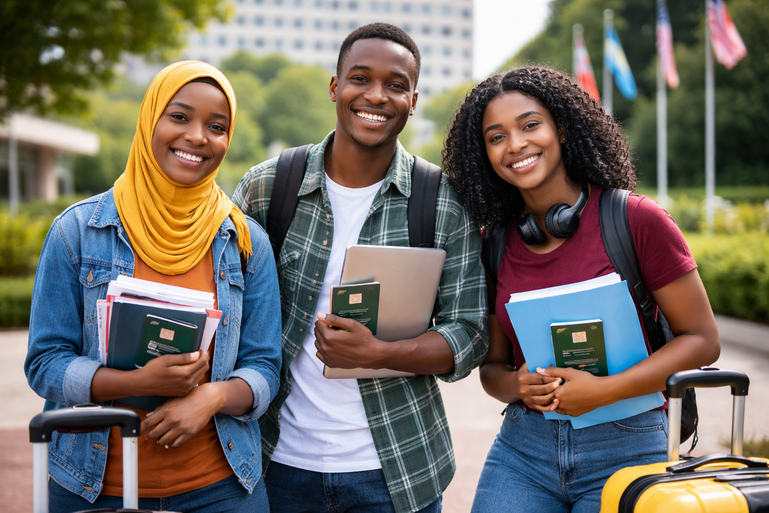 Nigerian student holding a scholarship offer letter and passport, representing how Nigerians can get fully funded scholarships to study abroad