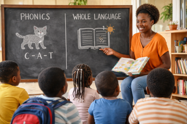 Phonics vs Whole Language reading methods comparison for early literacy development