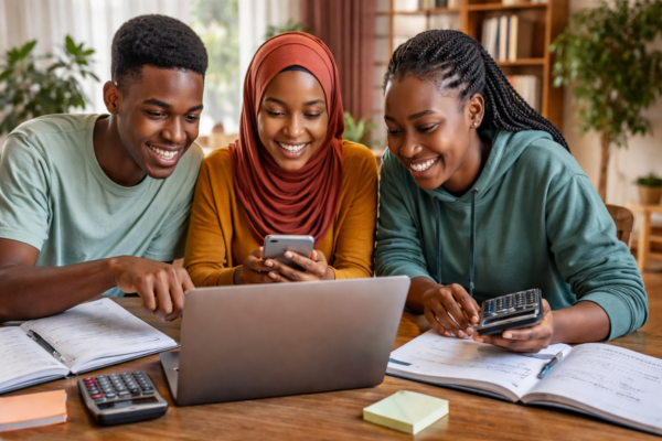 Student using online math learning platforms and graphing calculators to study algebra and calculus in 2026