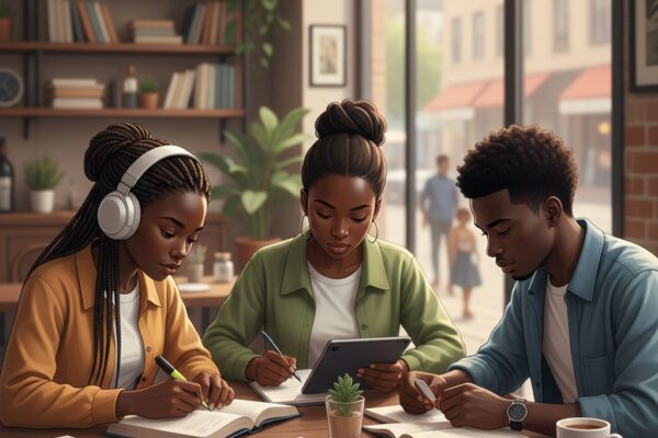 Student studying at a distraction-free desk with notebook and laptop, illustrating effective focus strategies for studying