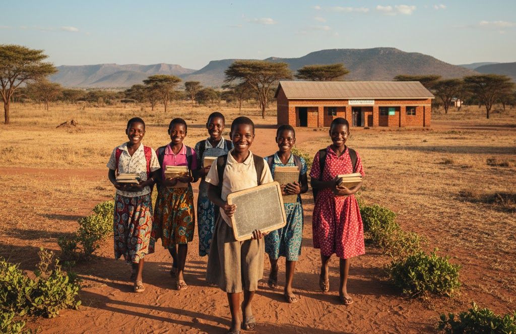 African schoolgirls attending class, highlighting the importance of girls’ education in Africa