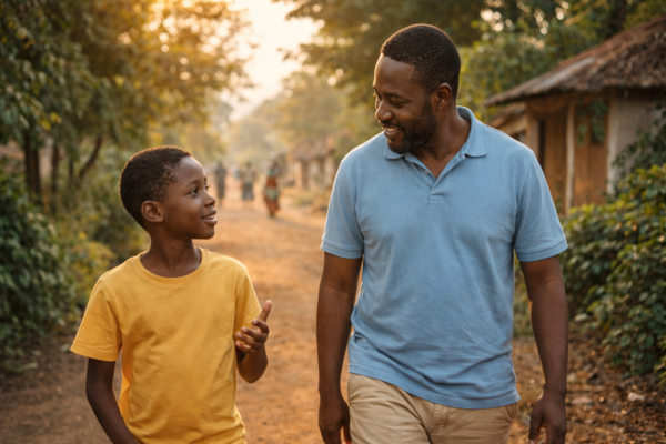 Parent listening attentively while having a meaningful conversation with their child at home