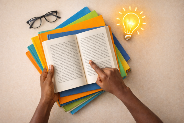 Stack of life-changing books including Thinking Fast and Slow, Atomic Habits, and Rich Dad Poor Dad representing mindset growth and personal development