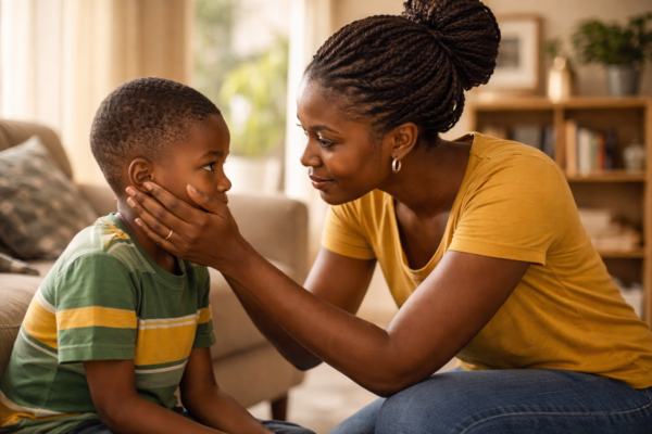 Parent comforting a highly sensitive child showing emotional support and empathy at home