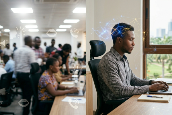 Illustration of an autistic individual experiencing sensory overload in a busy environment, highlighting brain activity and sensory inputs like sound, light, and touch