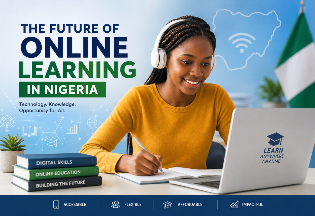 Young Nigerian student using a laptop for online learning at home
