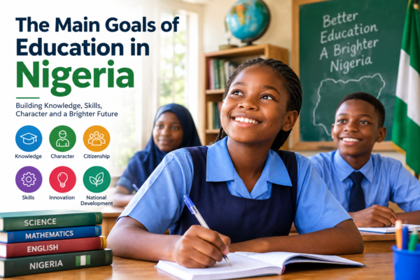 Nigerian students learning in a classroom as part of the goals of education in Nigeria